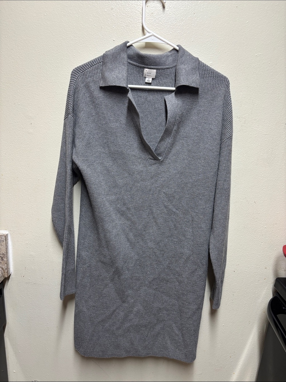A New day collard ribbed knit sweater dress women's small